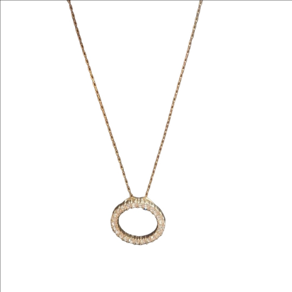 Gold Rhinestone Circle Necklace